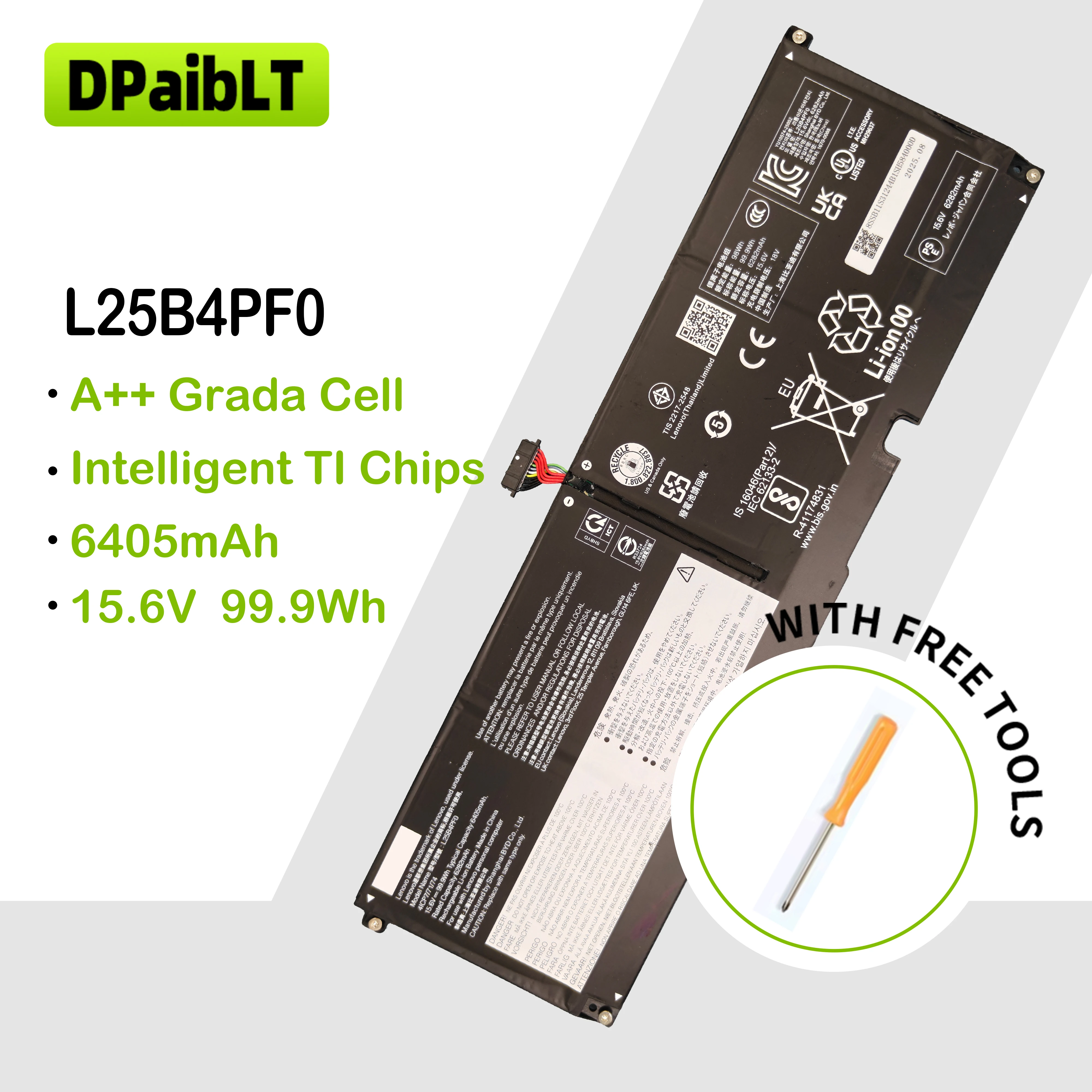 DPaibLT NEW 99.9Wh 15.6V 6405mAh L25B4PF0 LAPTOP BATTERY For Lenovo