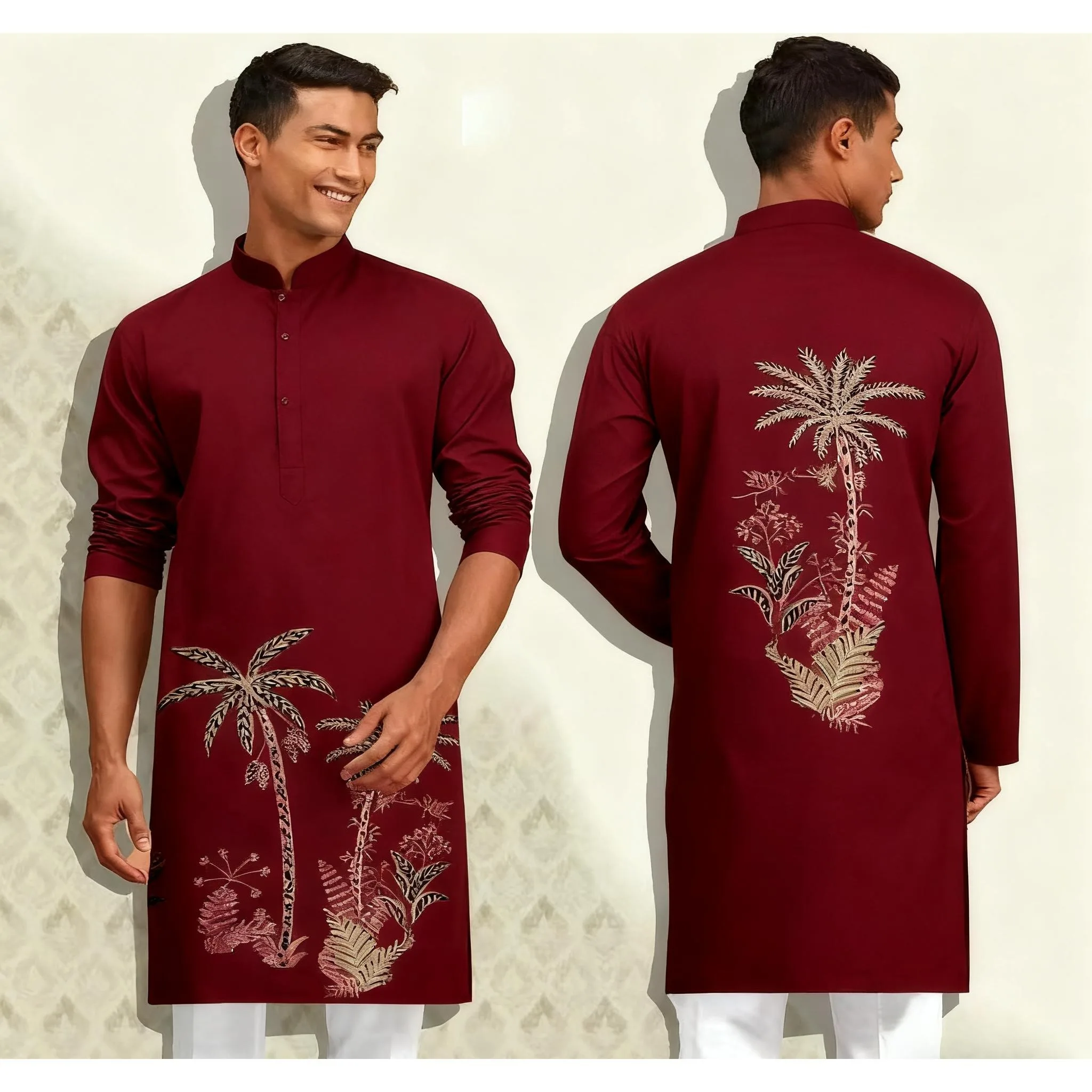 الملابس التقليدية للرجال أنماط الآسيوية والجنوبية وأطواق الماندرين وأكمام بولو للرجال على الطراز الوطني في الشرق الأوسط