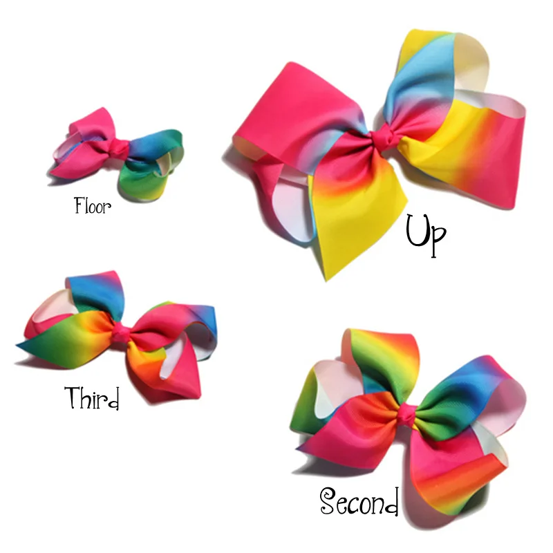 120PCS Newborn Fashion Dovetail Rainbow Hair Bows for Wedding Handmade Gradient Color Decoration Flowers for Girls Hair