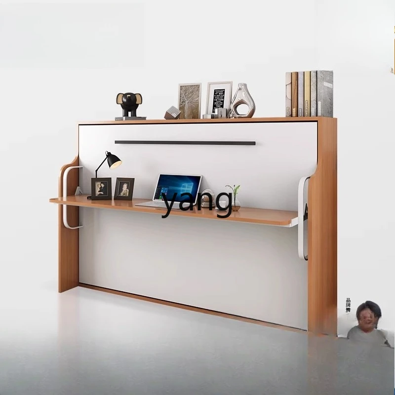 

LH solid wood folding bed, rollover invisible multi-functional flap wall desk combination bed