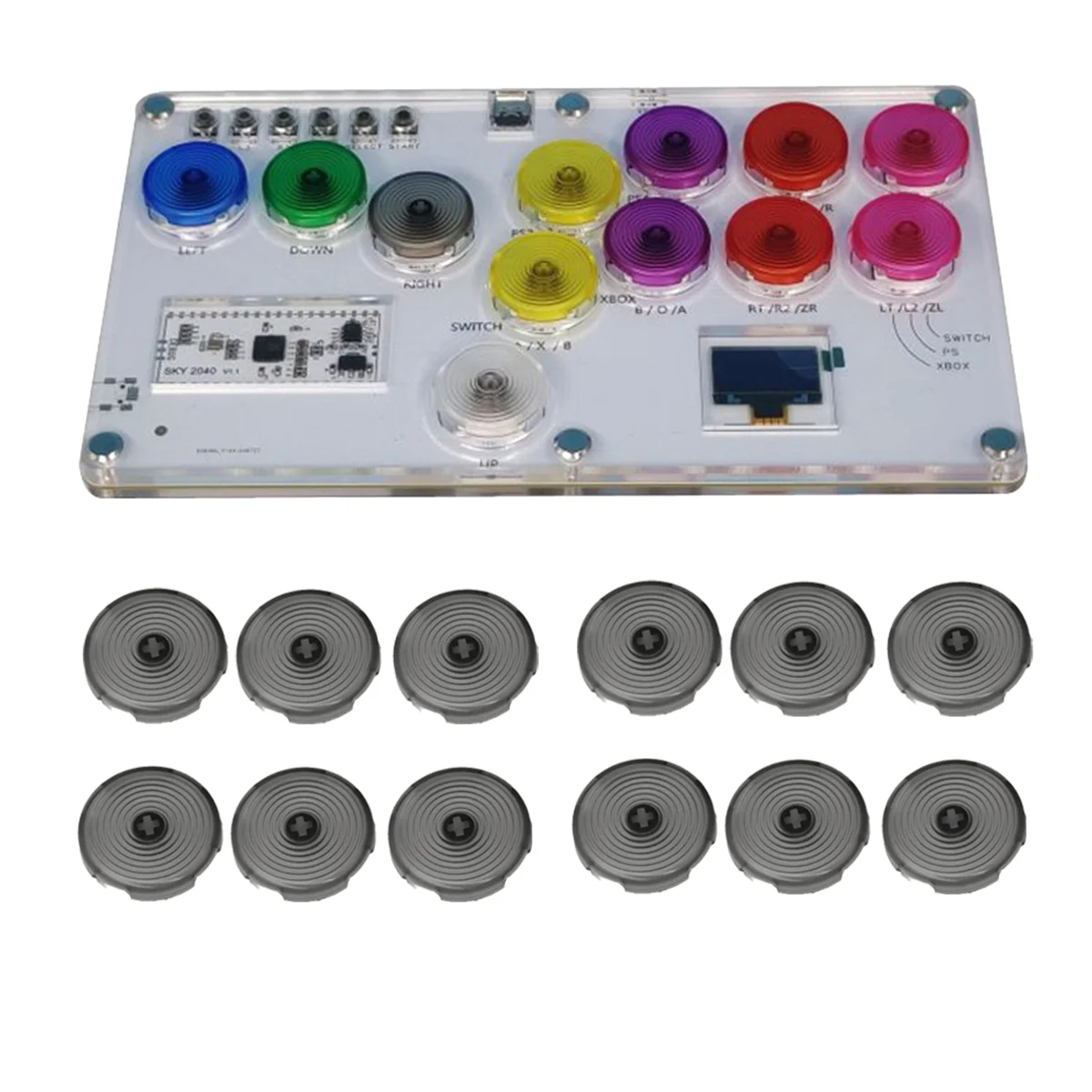 RP2040 Fighting Hitbox Keyboard+12PCS Keycaps for PS4 Joystick Raspberry Pi Street Fighter 6 Tekken Game Covered Punk B