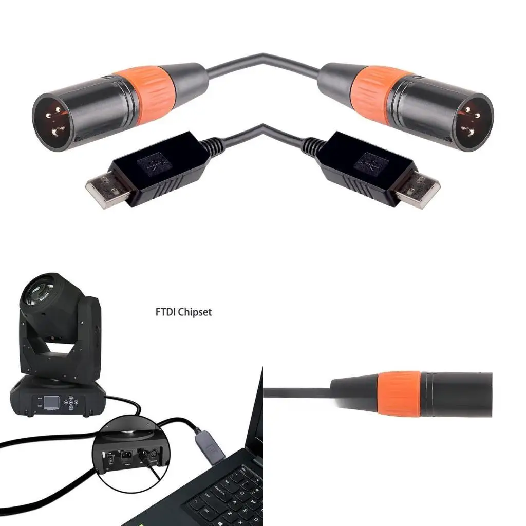 652F USB RS485 to DMX512 3Pin Adapter for PC Stage Lighting Controller Dimmer RS485 Converter Cable 1.5m