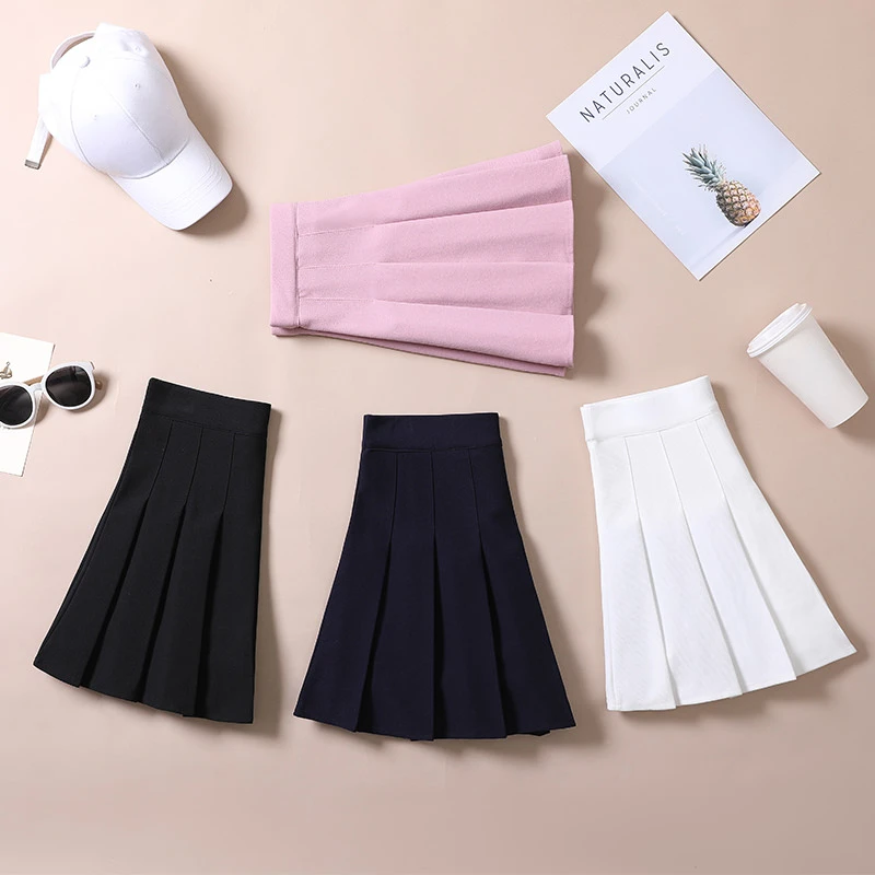 White Pleated Skirt Cute Japanese Fashion Women Clothing Girls Tennis Skirts School Uniform Style Black Mini Faldas Para Mujeres