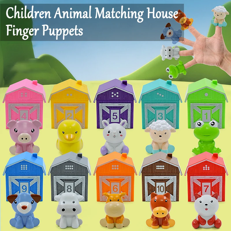 Children Animal Matching House Montessori Toys Animal Finger Puppets Color Sorting Pairing Games Thinking Training Sensory Toys