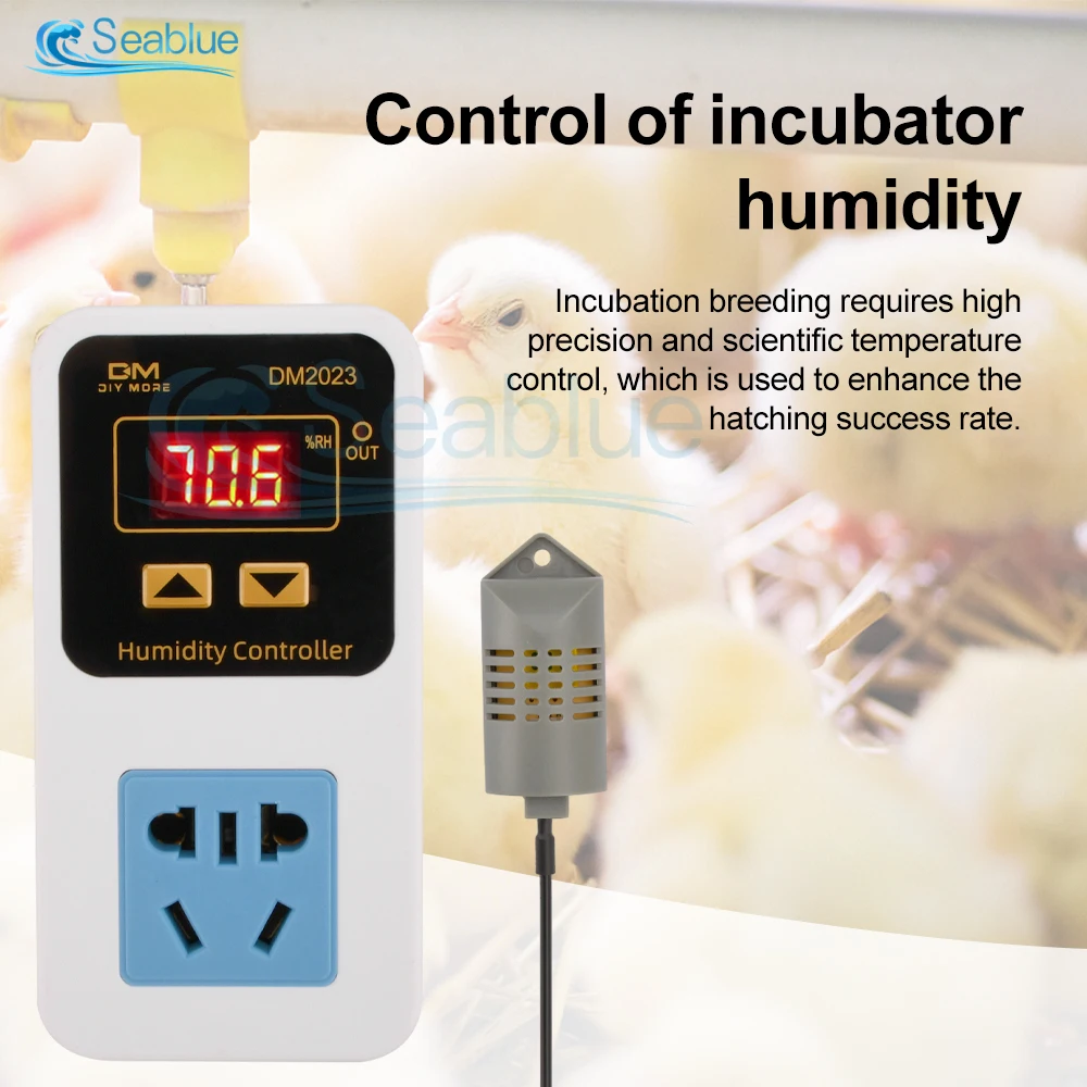 

110-220V Digital Display Humidity Controller Humidifier Humidification and Dehumidification Smart Humidity Control Socket 0~99%