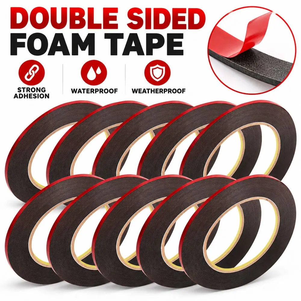 10pcs New Super Strong Sticky Double Sided Foam Tape Self Adhesive Black Whiteboard Tape Graphic Grid Marker Tape DIY Art