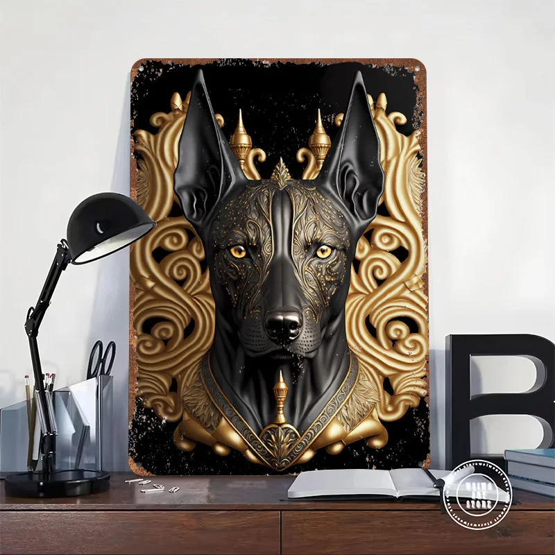 Black Dog Golden Art Deco Poster Customized Vintage Metal Signs Wall Art Retro Tin Plaque for Bedroom Decoration Gaming House