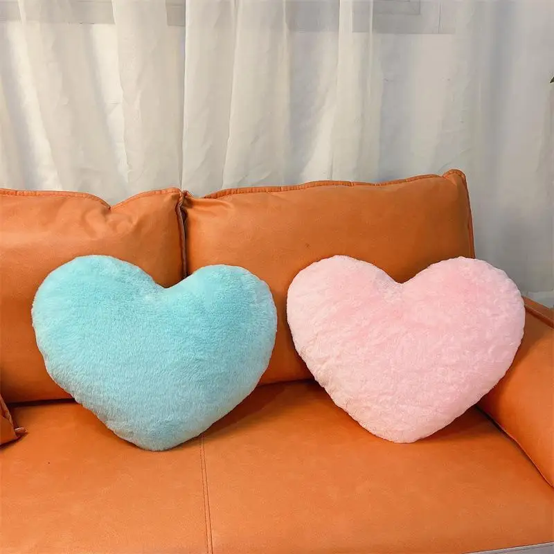 Modern Nordic Simple Solid Color Love Pillow Peach Heart Sofa Cushion Plush Princess Charm Festival Girl's Birthday Gift