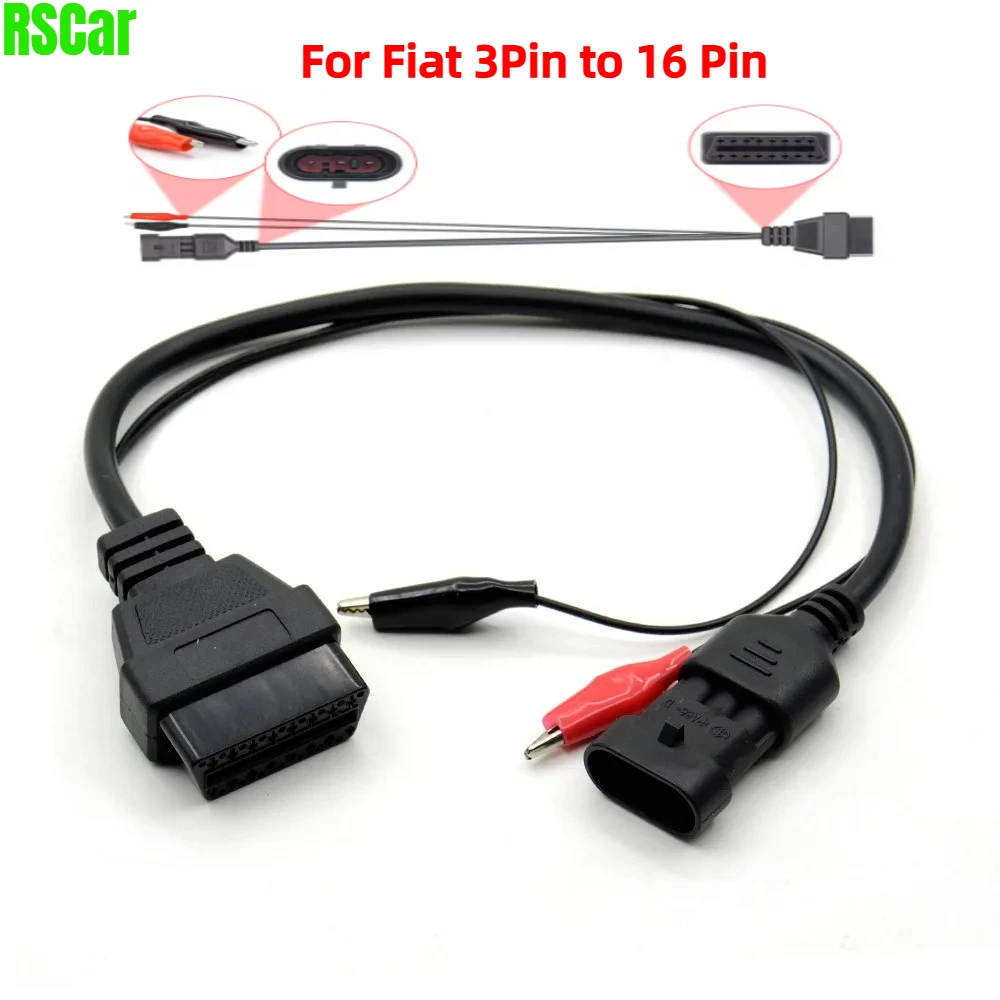 Latest OBD2 Cable 3Pin To 16Pin for Fiat for Lancia for Alfa Remeo Plug Connector Adapter Car Extension Diagnostic Cables Line