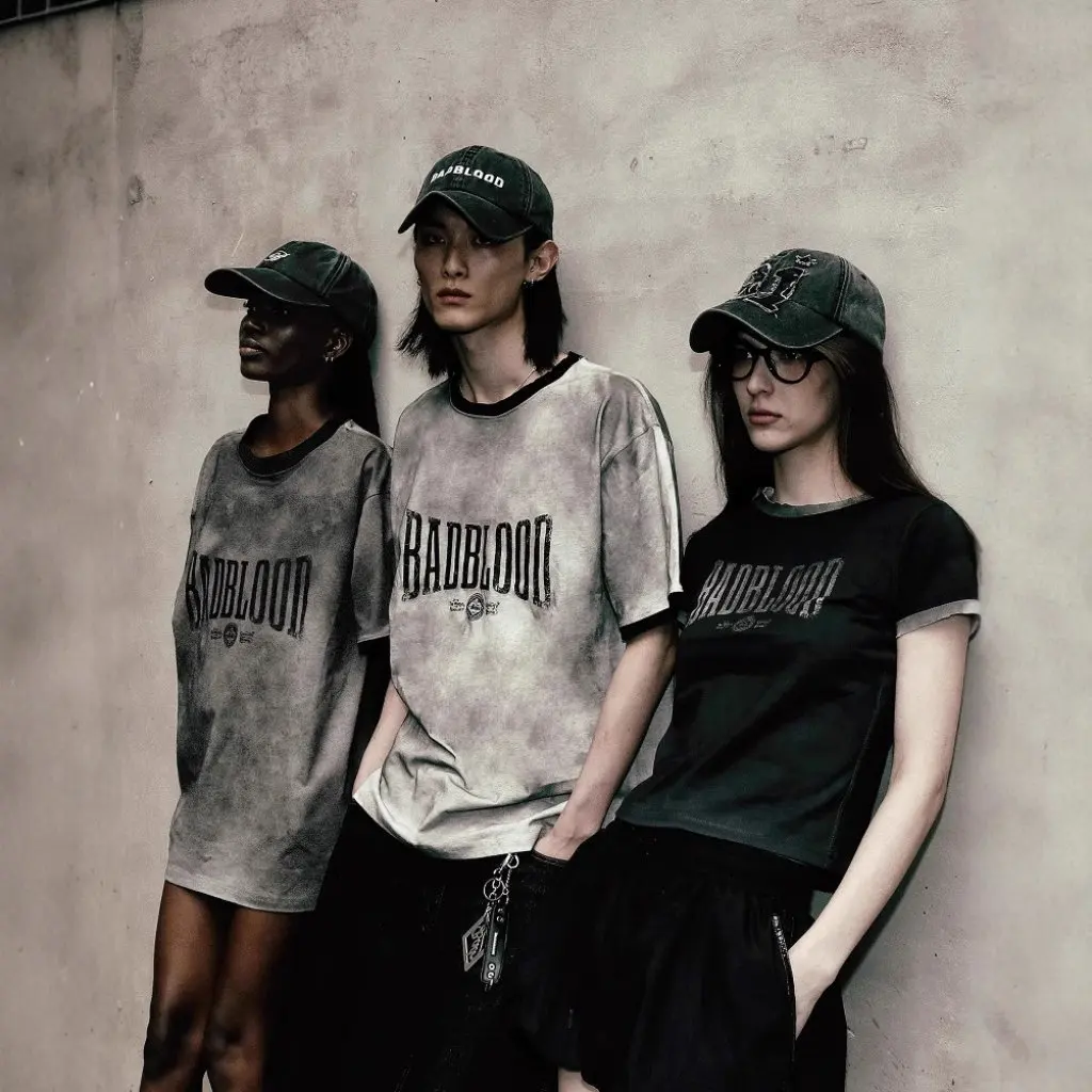 

Badblood Американский стиль High Street Tie-Dye Футболка с короткими рукавами и круглым вырезом Повседневная спортивная футболка Spice Girl Look на лето