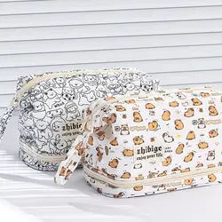 Capybara Double Layer Cosmetic Large Capacity Storage Bag Cute Simple Student Pencil Bag Dry and Wet Separation Toiletry Bag