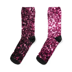 Calcetines brillantes de imitación rosa oscuro para hombres, medias de Navidad, regalo de Navidad para niñas