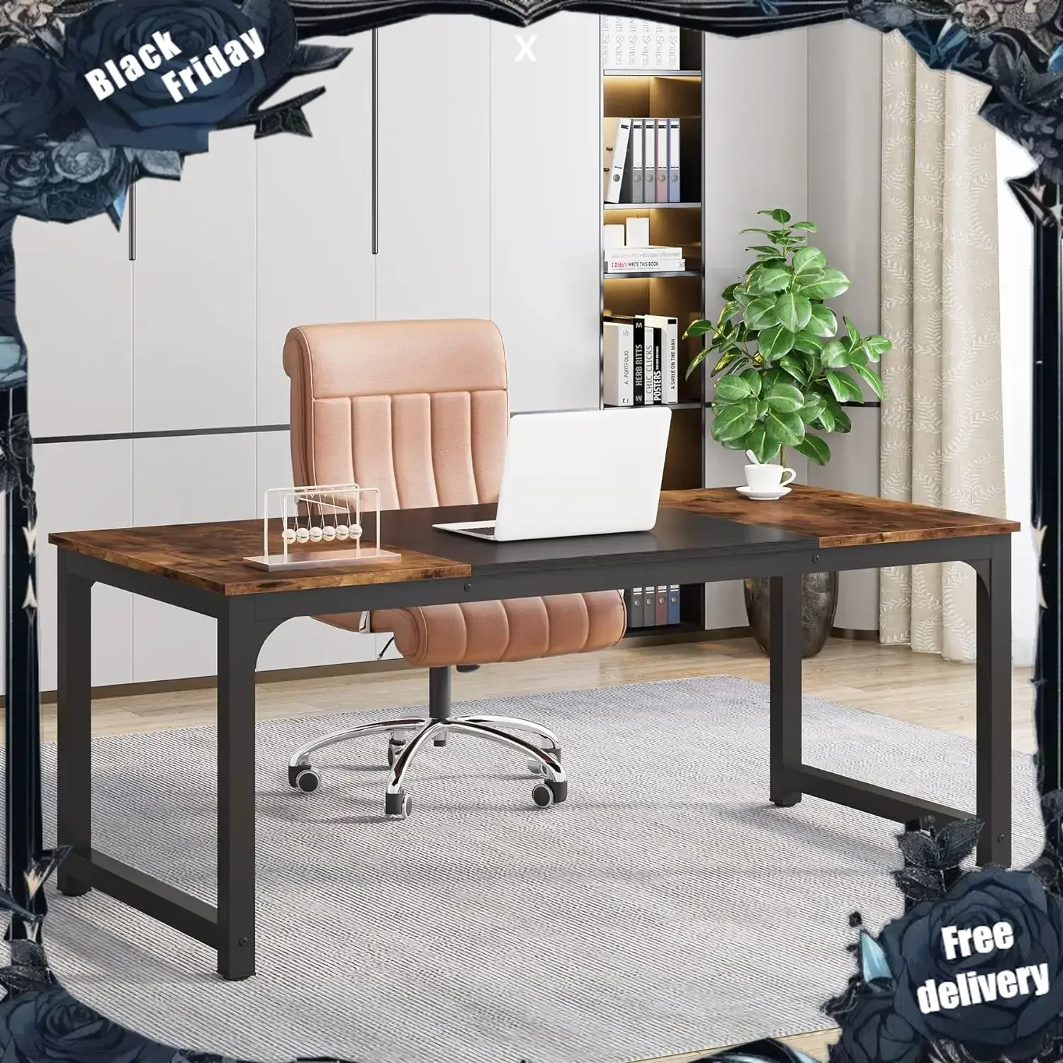 Modern Computer Desk, 63 x 31.5 inch Large Office Desk Computer Table Study Writing Desk Workstation for Home Office