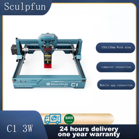 Sculpfun C1 3W Mini Portable Laser Engraver  LightBurn Compatible for Wood/Leather/Gift Making Plug & Play 150x130mm Work area