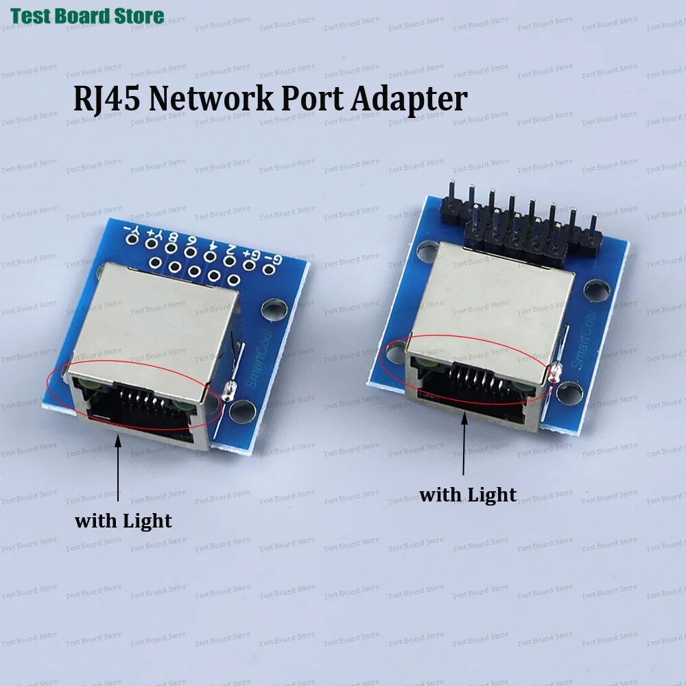 1-10Pcs RJ45 Network Port Adapter Test Board Horizontal 8P Crystal Head Female Socket Circuit Board Connector with Light