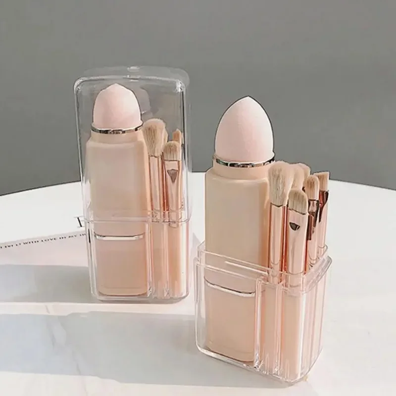 Square portable eight in one telescopic brush makeup brush set eye shadow brush concealer beauty brush tool makeup brush