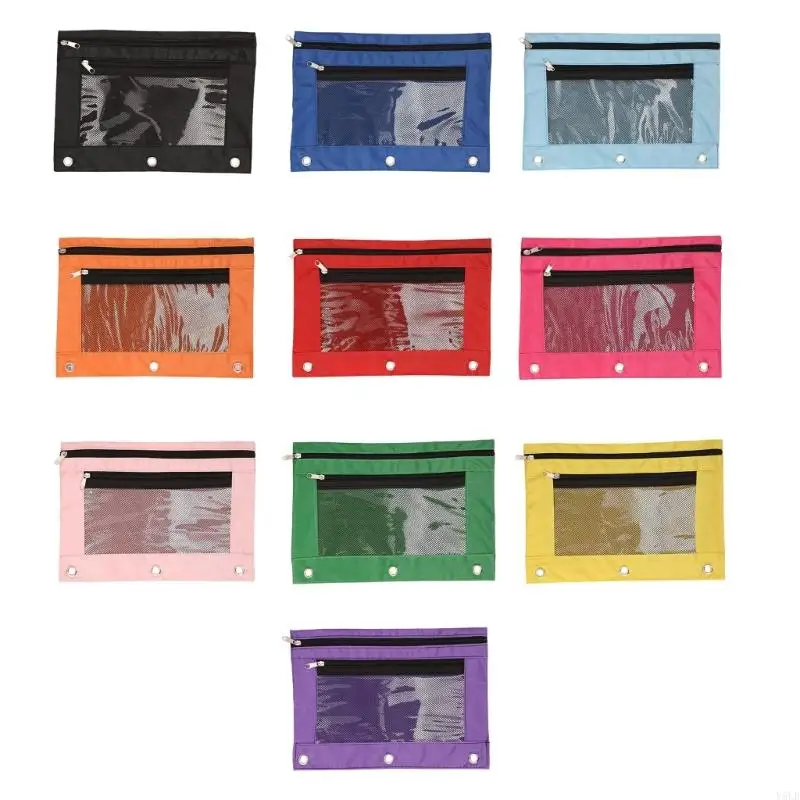 

Y5LB Pencil Case 3 Rings Binders Pencil Bag Pen Case Pencil Box Pencil File Bag