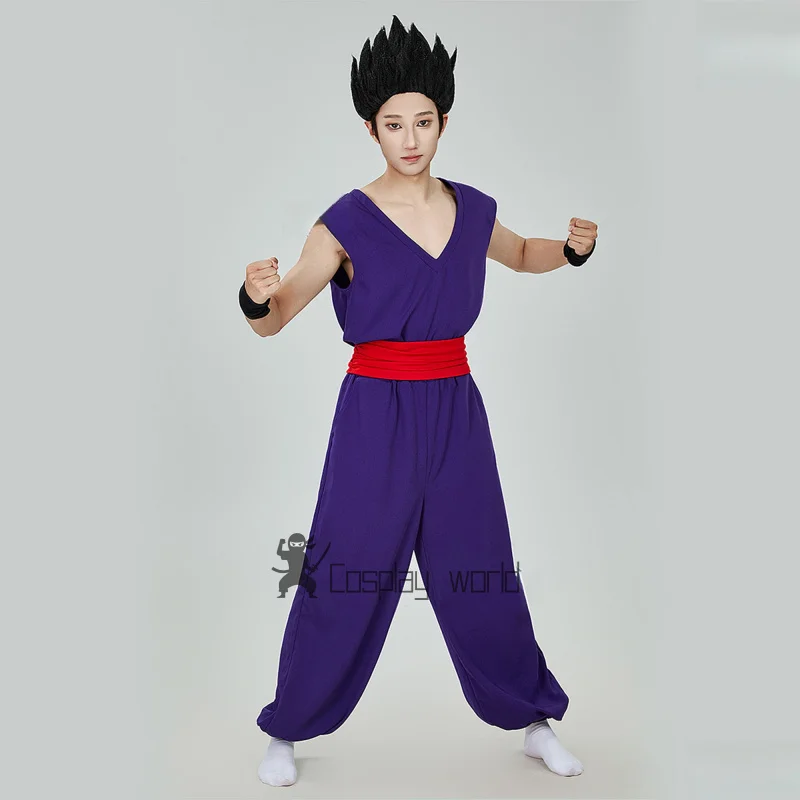 

Anime Dragon Cos Ball Cosplay Costume Super Saiyan one Shirt Blue Uniform Props Comic Con Party Halloween Party Set Gift