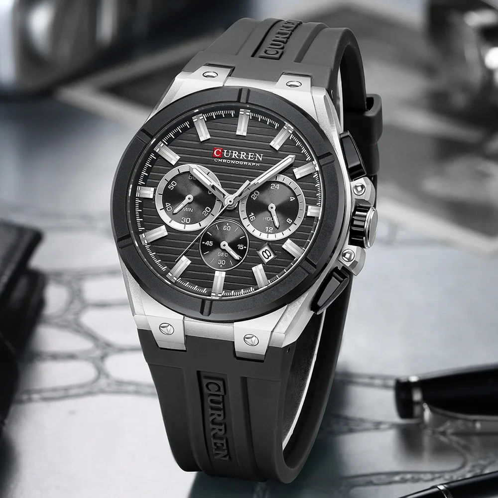 CURREN Fashion Luxury Men Wristwatch Chronograph Date High Quality Quartz Man Watch Waterproof Luminous Military Men's Watches view 5
