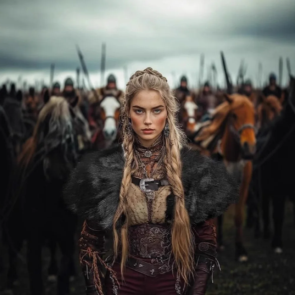 

Faux Fur Collar Winter Clothing King Warrior Cloak Viking Fur Shawl Medieval Warrior Women's Cosplay Artificial Fur Cloak