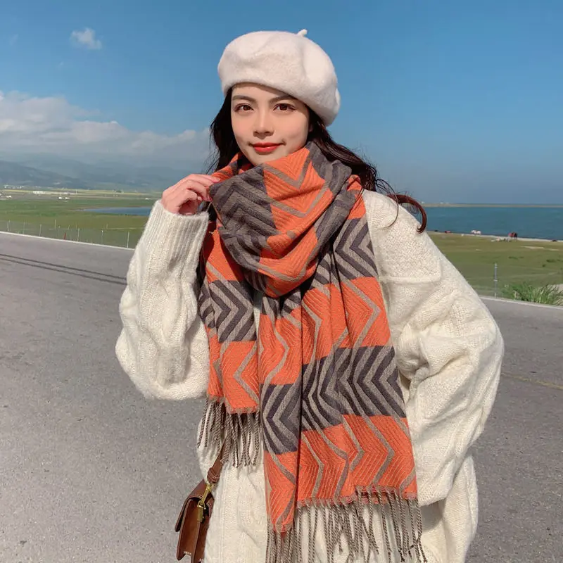 

Winter thickening fashion imitation cashmere woman scarf Korean arrow couple style luxury Neckerchief warm shawl