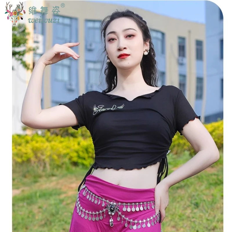 

Belly Dance Costume Sexy Cotton short-sleeved Tops for Women's Oriental Dance Practice Clothes Girls' Dancing Training Clothing