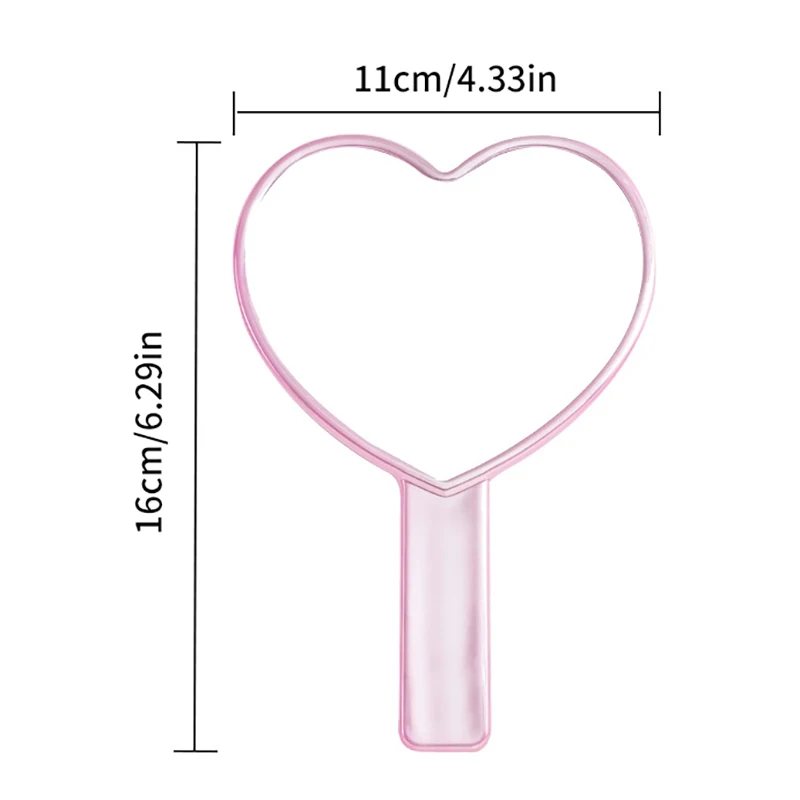 Handheld Makeup Mirror com Love Heart Handle, Ferramentas de Beleza Cosmética Feminina, Handheld Vanity Make Up Mirror, 1Pc