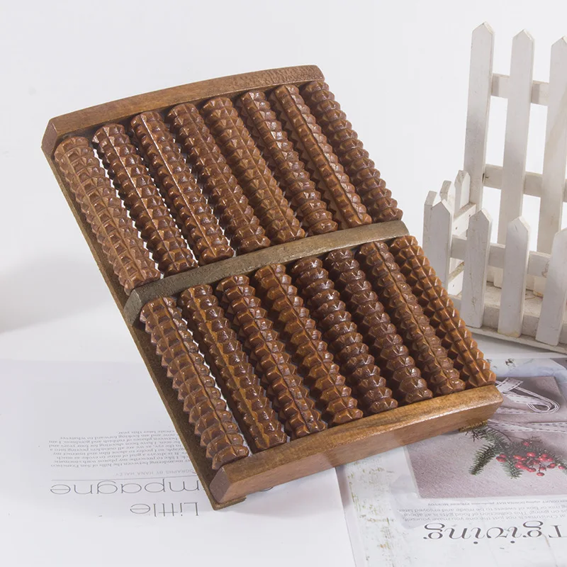 Eight rows solid wooden roller foot massager pedicure machine foot brush wooden feet meridians foot massager