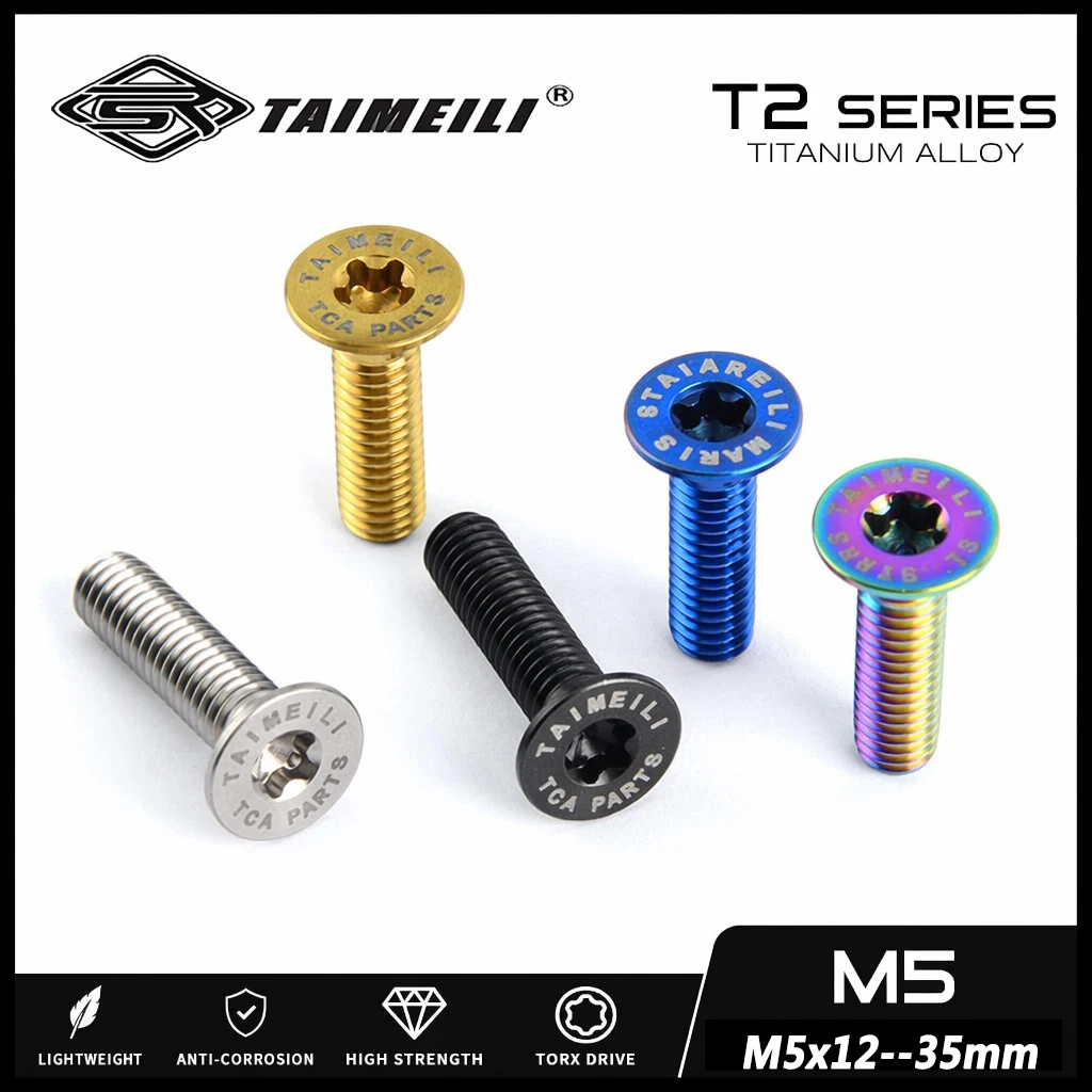 TAIMEILI 1/4/8/10PCS Titanium Alloy T2 Countersunk Head  Inner plum blossom Bolts M5×12/15/20/25/30/35mm Steering Wheel Mod 