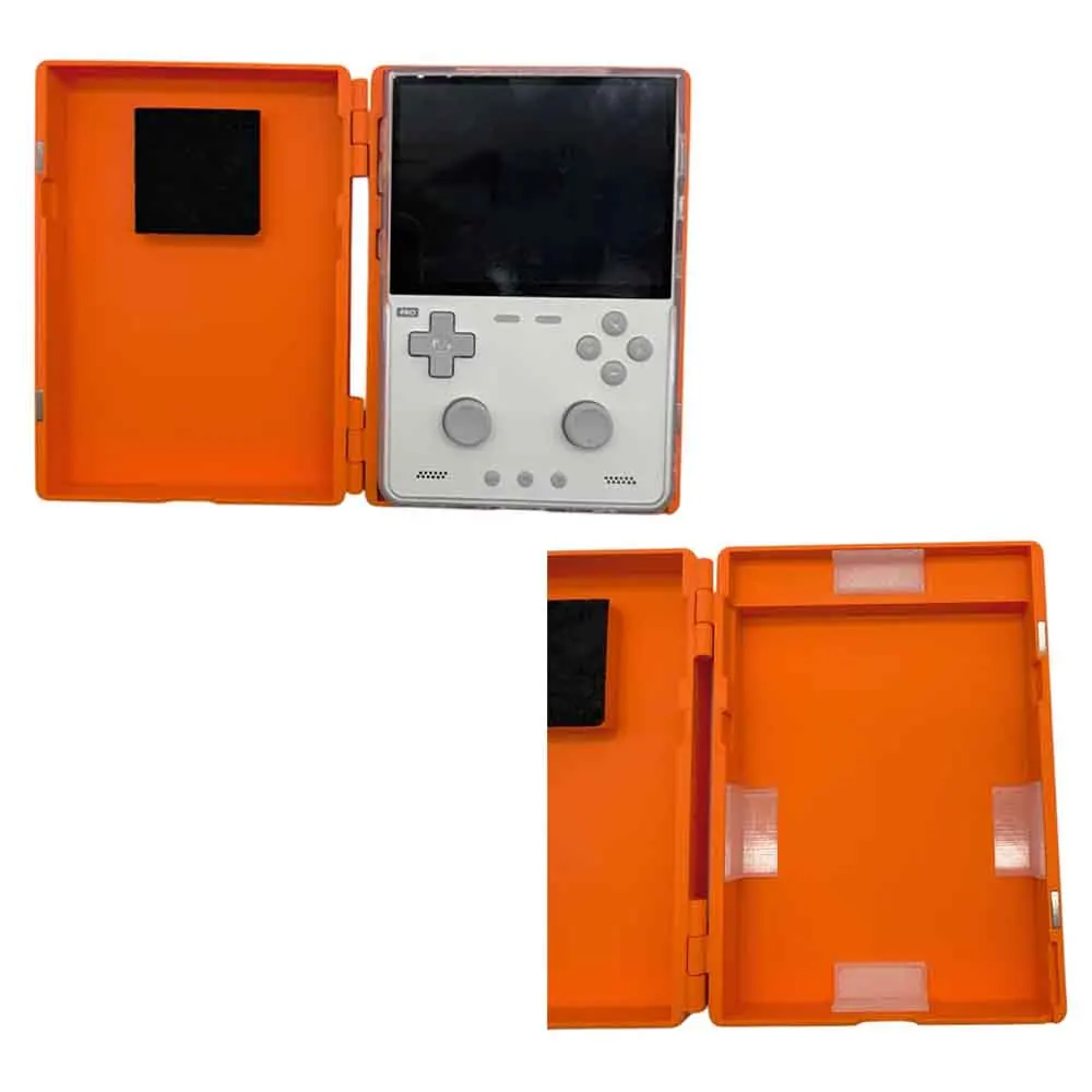 Hard Storage Box for TRIMUI BRICK PRO Magnetic Snap Lid Plush Screen Lining 3D Printed Durable Protective Carrying Case Orange