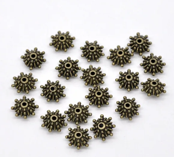 Vintage Beads Flower Snowflake Spacers Beads DIY Making Necklace Bracelet Metal Loose Beads Women Jewelry Findings,50-1000PCs