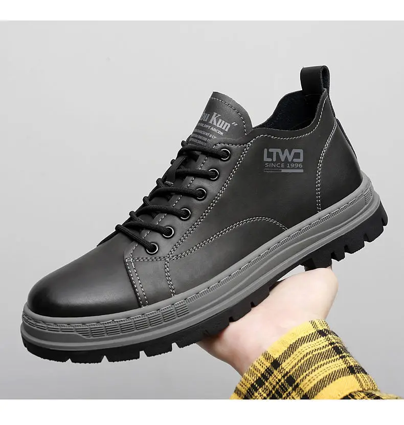Cow Leather Driving Sports Shoes for Men Spring Autumn New Designer Fashion Causal Sneakers Male Solid Color Men's Board Shoes