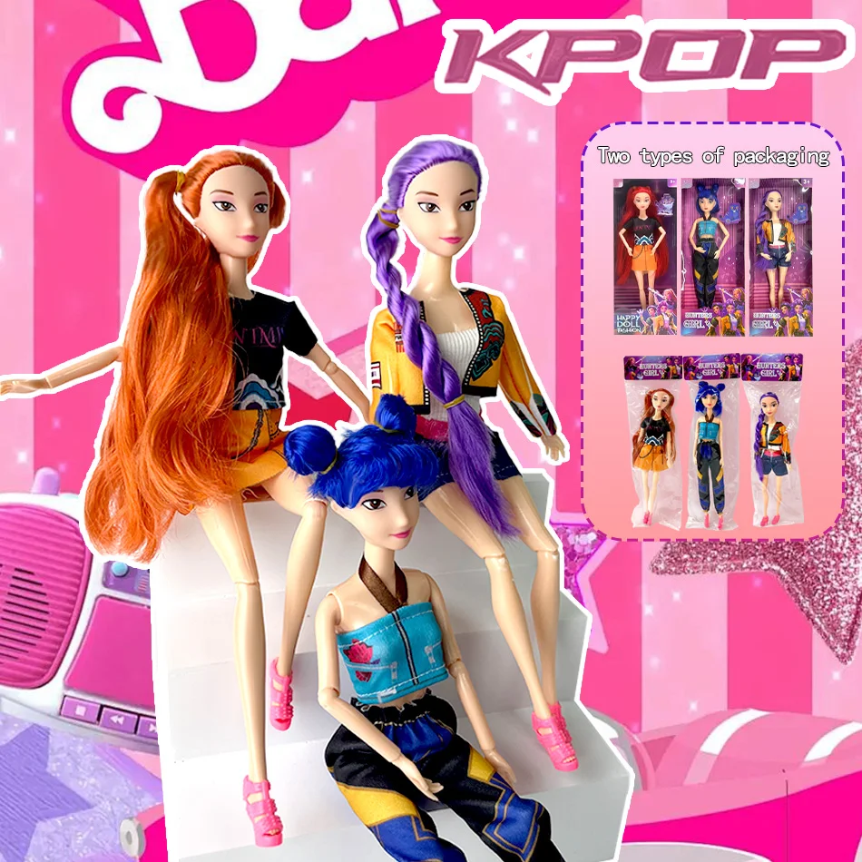 

New 11in Kpop Demon Hunters Action Figure New K-POP Demon Slayer Vinyl Doll Lumimila Zoey Desktop Ornament Toy For Kid Gifts