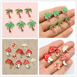10pcs Enamel Mushroom Charms Pendant DIY Jewelry Making Accessories for Earring Bracelet Necklace Finding Craft Supplies