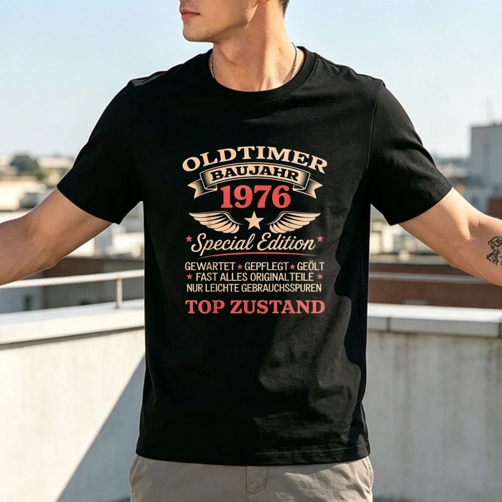 Antique Aged Auto Style 1976 Special Edition German Print Tops Fun Aging Joke Apparel for 1976 Birth Year Family Holiday Tees