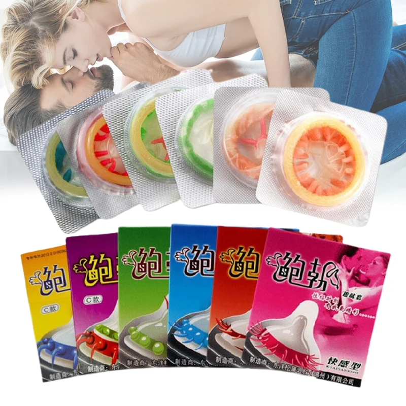 Ultra-Thin Lubricated Condoms Large Particles Ribbed Dotted Granular Passionate Contracepation Sex Toys for Men Penis Sleeves