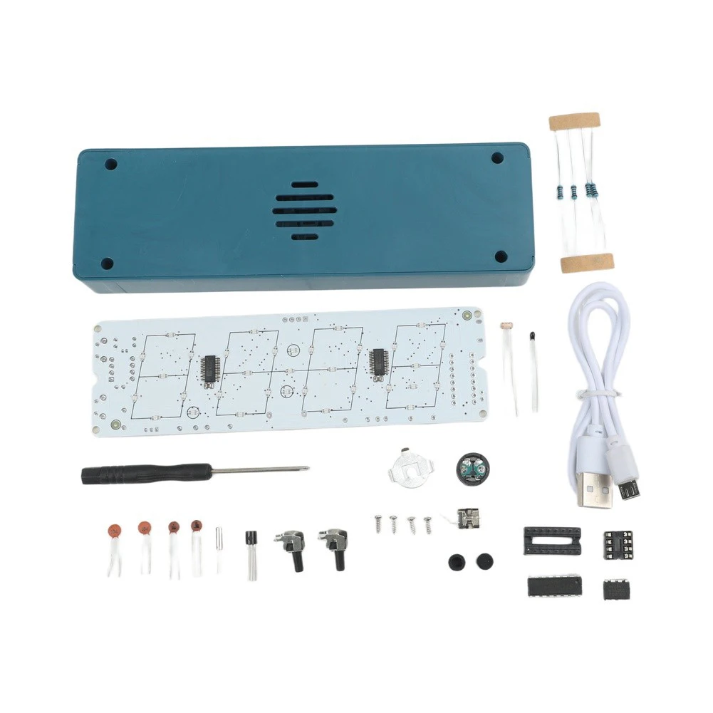 Soldering Kit for DIY Colorful Digital Clock with Time Date Temperature Readout and Four Selectable Alarm Tones