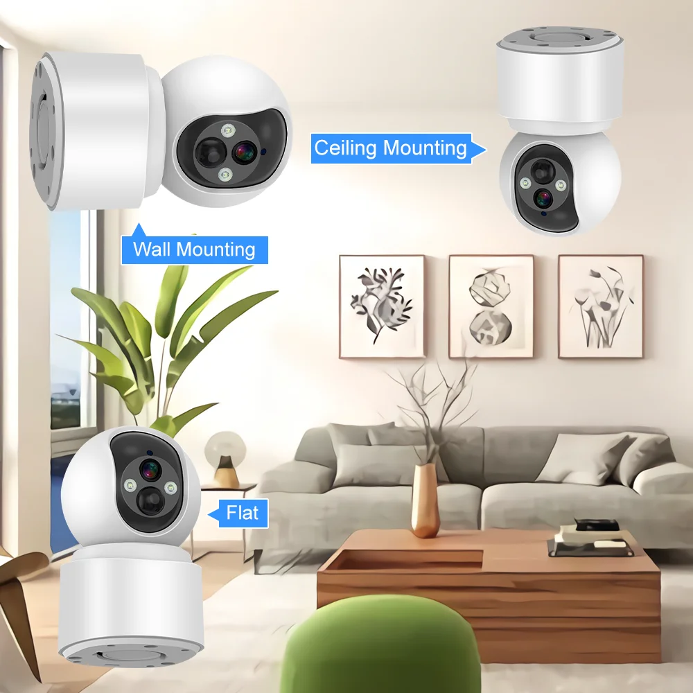 5MP WiFi Security Camera With inbuilt Battery Powered Auto Tracking ColorNight Vision PIR Motion Detection Low Power PTZ Camera