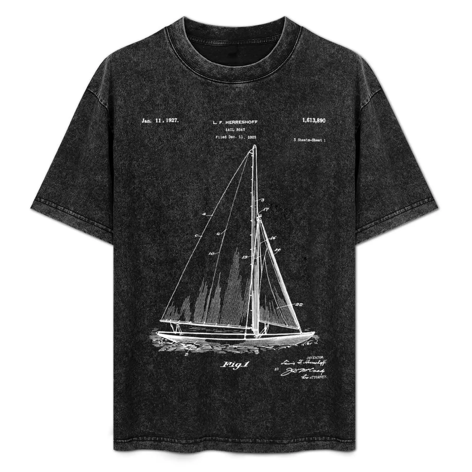 

Sailboat Patent - Yacht Art - Blueprint T-Shirt animal prinfor boys tops men t shirts