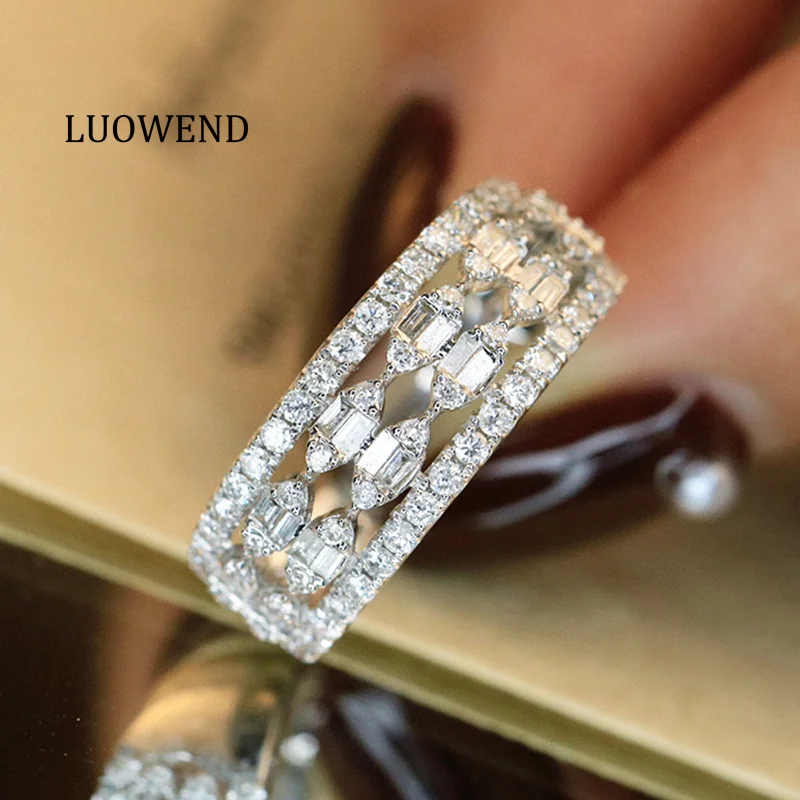 

Кольца LUOWEND из 100% белого золота 18 карат, винтажный дизайн со скелетом, 0,75 карата, обручальное кольцо с настоящим натуральным бриллиантом для женщин, ювелирные изделия