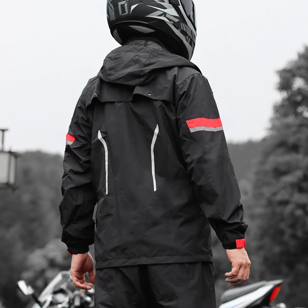 WOSAWE Reflective Motorcycle Raincoat Unisex ​Raincoat Waterproof Motocross Suit Waterproof Motorcycle Jacket Hiking Coat