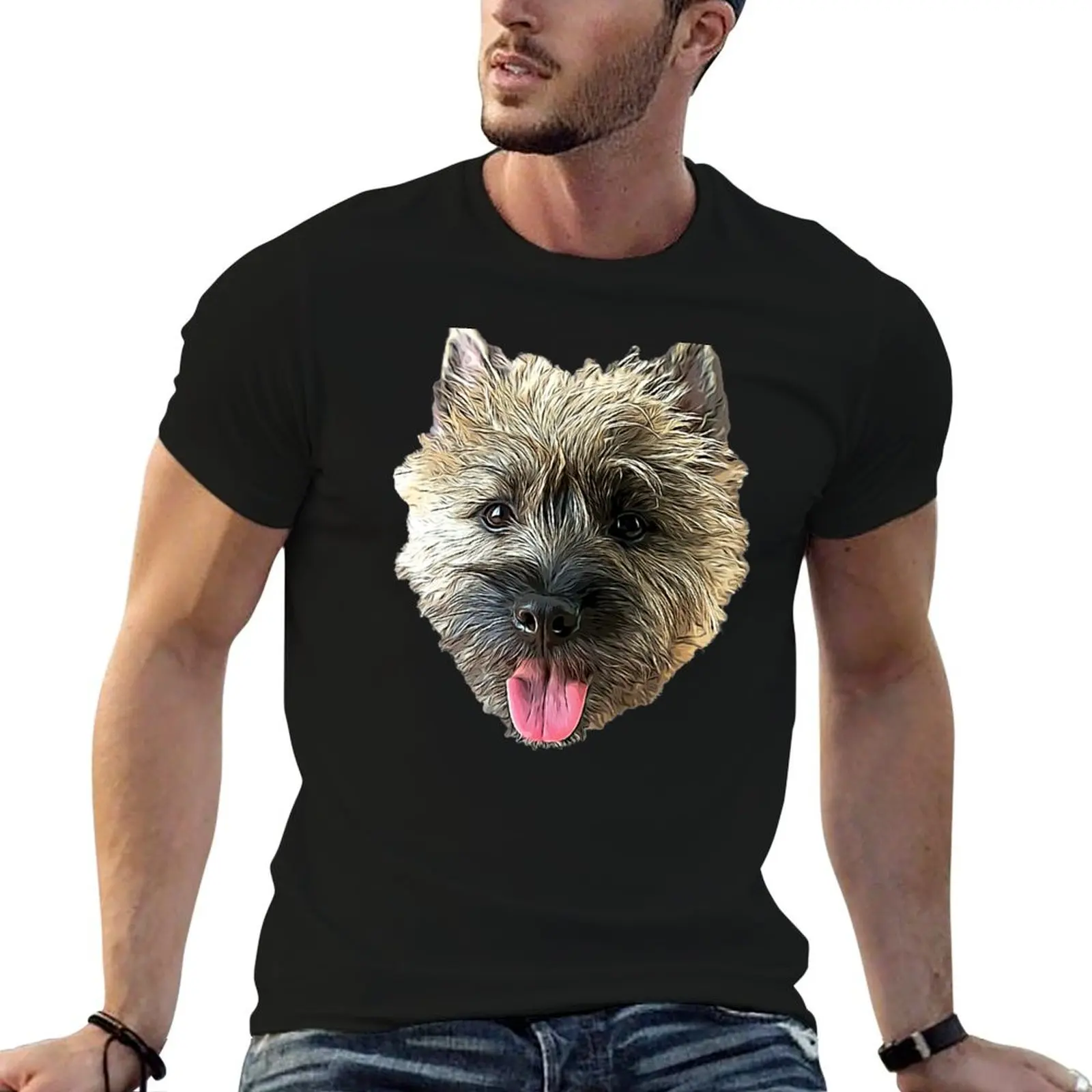 Camiseta con estampado de Cairn Terrier Beautiful Dog, camisetas gráficas para hombre, camisetas de diseñador para hombre, camisetas gráficas