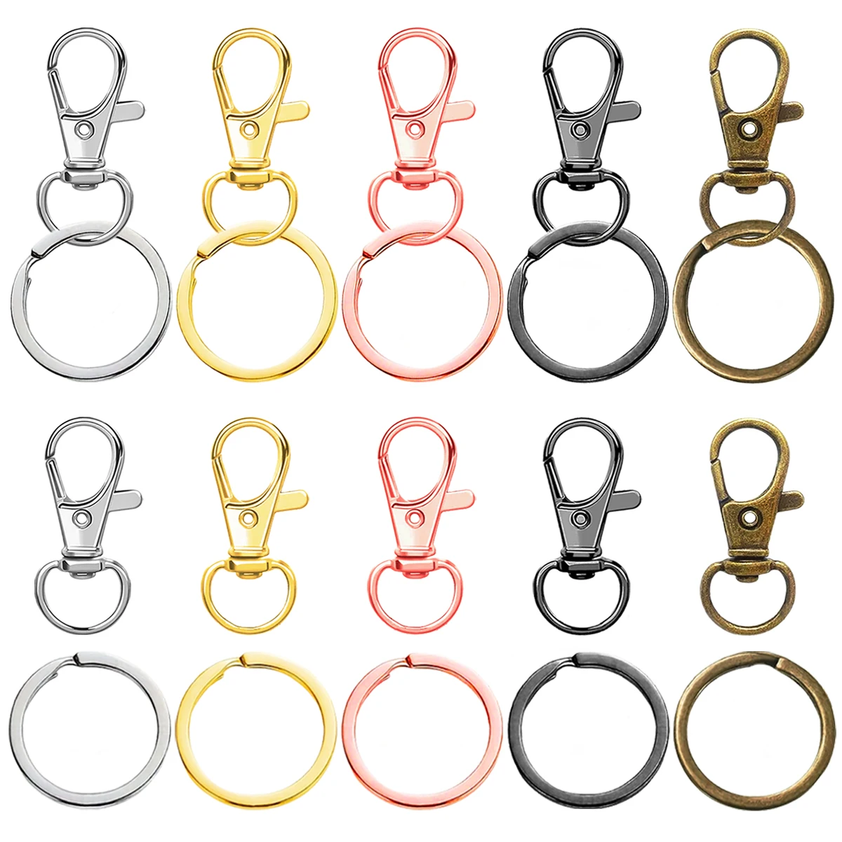 10/20/30/50 Set Swivel Keychain With Key Ring, for Making Keychains, Lanyards, Wallet Hardware Accessories, DIY Crafts and Gift