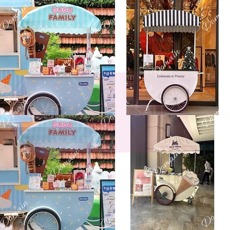 QA Mobile Push Cart for Store Mall Commercial Event Decoration Outdoor Market Display Promotional Cart
