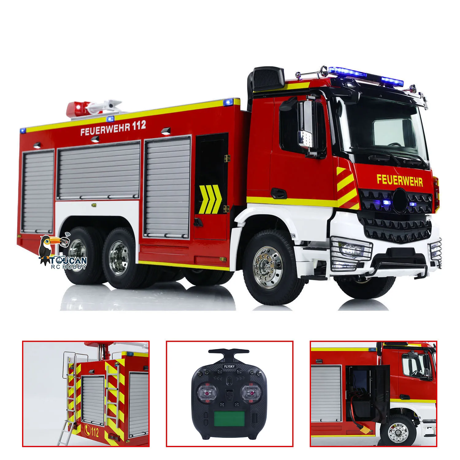 In Stock 1/14 RC Fire Vehicles 6x4 Remote Control Fire Fighting Truck 3-speed Gearbox Light Sound Remoted Painted Cars Vehicle