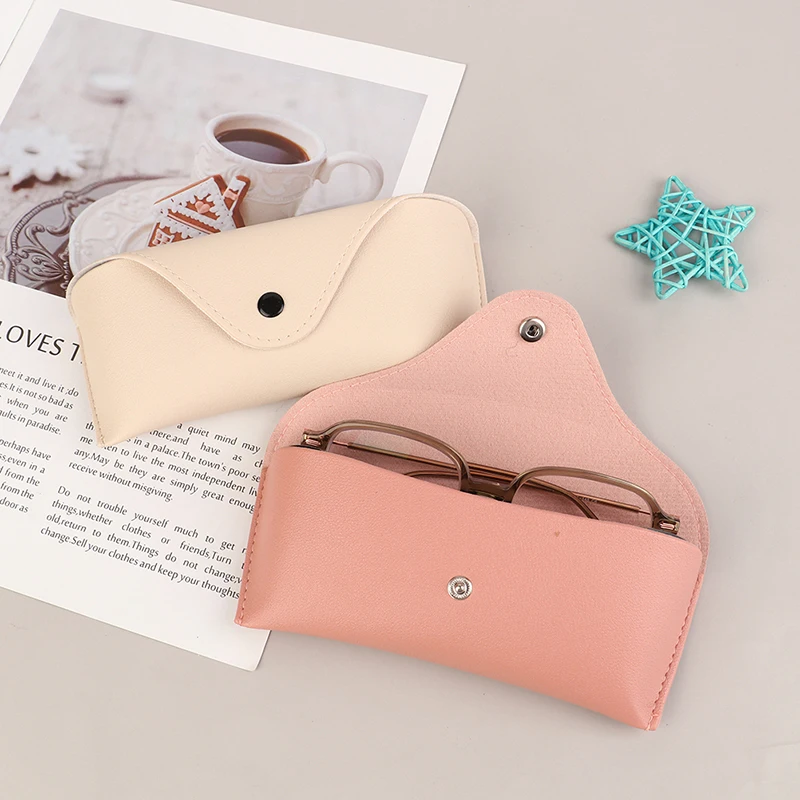 1Pc Durable Leather Glasses Case Sunglasses Solid Color Pouch Bag Eyewear Box Lightweight Convenient Protable