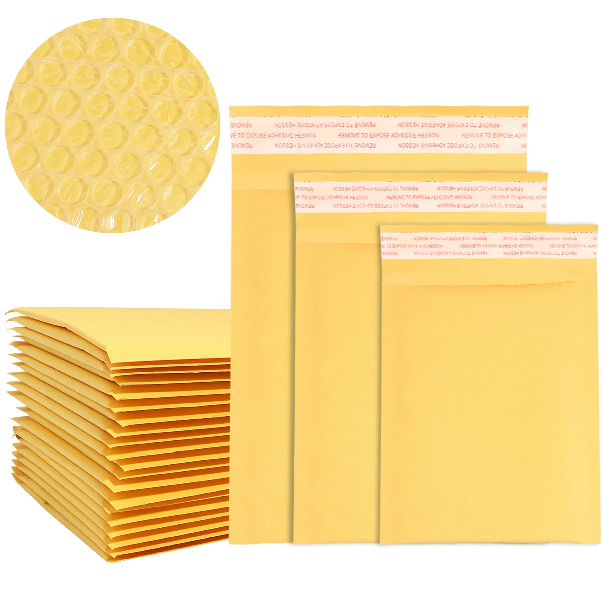 10-20pcs/lot Yellow Kraft Paper Bubble Mailers Self Seal Padded Envelopes Shockproof Bubble Shipping Packaging Bags