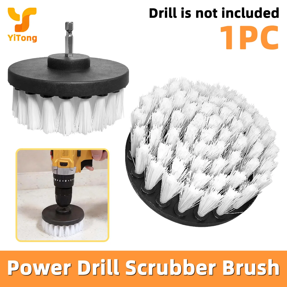 Yitong 1PC Nylon Drill Bit Polishing Cleaning Brush Power Scrubber Tool For Carpet Car Tires Upholstery Tile Kitchen Dirt Remova