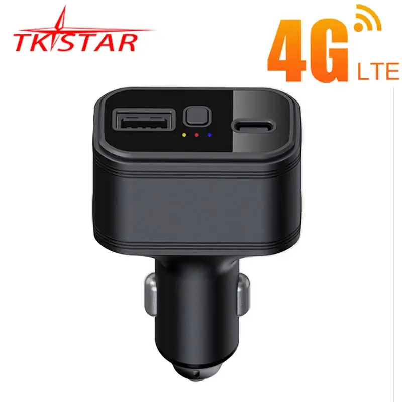 4G TKSTAR GPS Tracker Car 4G Car Charger Type-C Smart 4G GPS Locator Multi-Alarms Free Web&APP Tracking Device