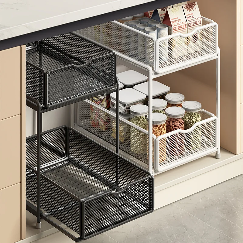 Steel Under Sink Pull Out Bathroom Shelf Organizer Dual Or Triple Tier Cabinet Storage Rack Vanity Toiletries Deep Small Large